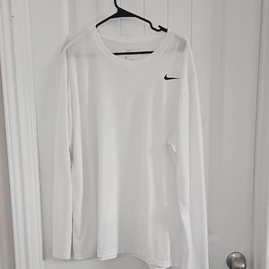 Nike White Long Sleeve Top with Black Logo